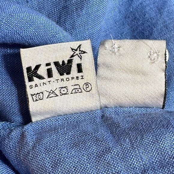 Kiwi saint tropez Dress Womens Sz Small linen shirt popover Woven champery Blue - Picture 11 of 11